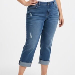 Woman Within Distressed Blue Cropped Jeans